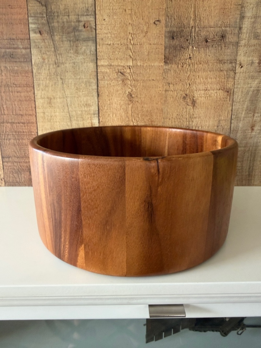 Large Round Wooden Server Salad Bowl